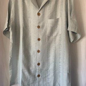 New Mens Linen button down light blue Shirt XL